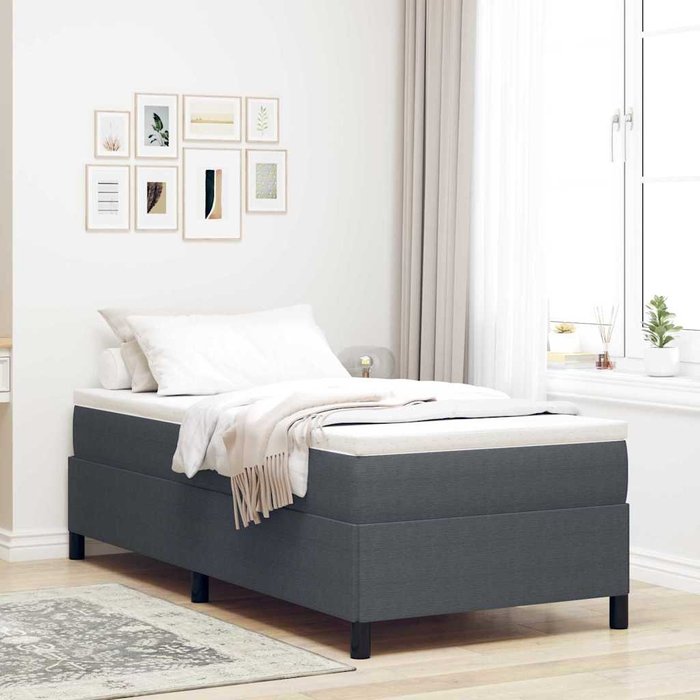 Cama tipo box spring gris oscuro 80 x 200 cm tela de pana vidaxl
