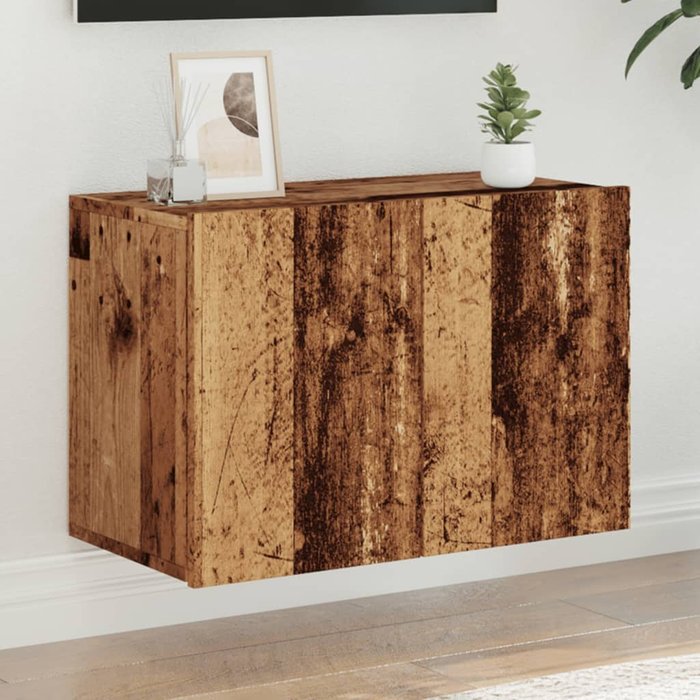 Mueble tv de pared de madera antigua 60x30x41 cm