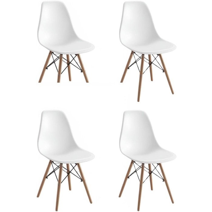 Pack de 4 sillas dinamarca respaldo curvado blanco/natural