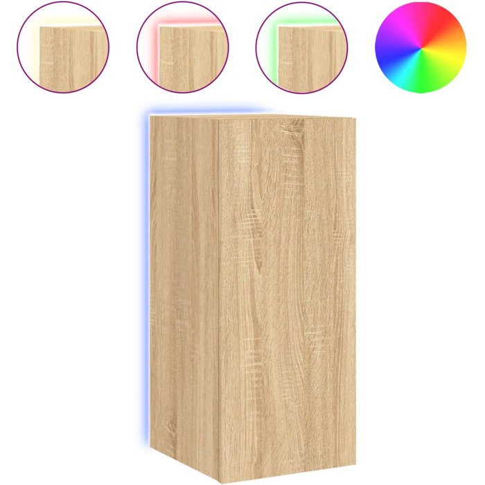 Mueble de tv de pared con luces led roble sonoma 30,5x35x70 cm - comfortxl