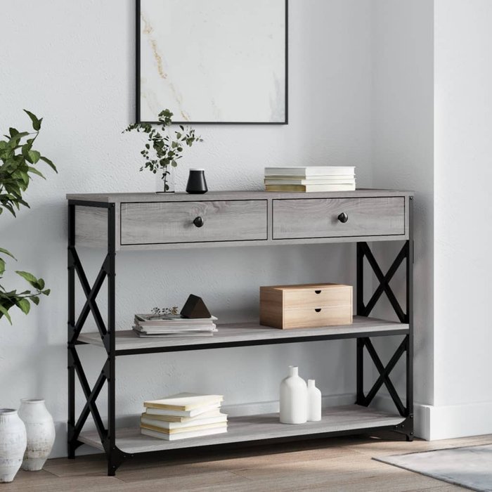 Mesa consola sonoma gris 100x28x75 cm de madera contrachapada