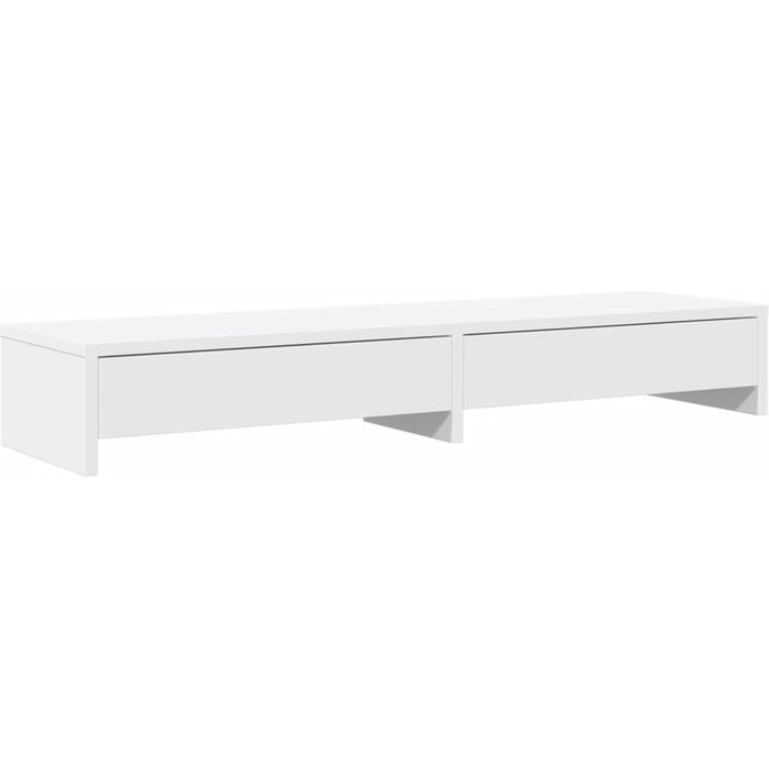 Soporte monitor y cajones madera ingeniería blanco 100x27x15cm