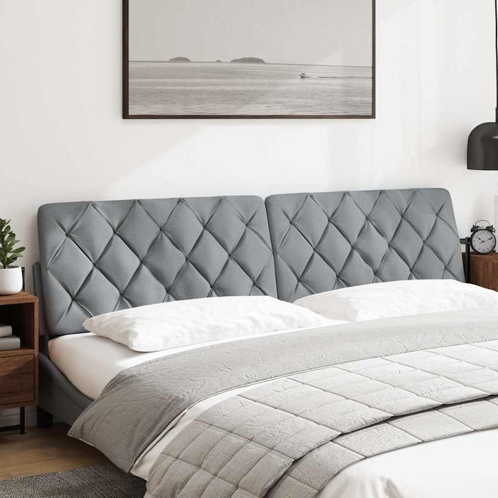 Cabecero de cama acolchado tela gris claro 200 cm - comfortxl