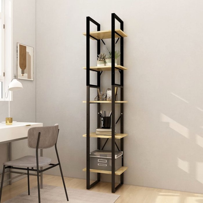 Librería de 5 niveles, 40x30x175 cm, madera de pino.