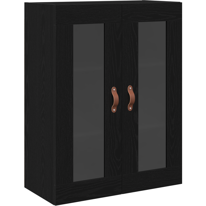 Aparador | rio de pared con puertas de vidrio roble negro 69,5x34x90cm cfw476404