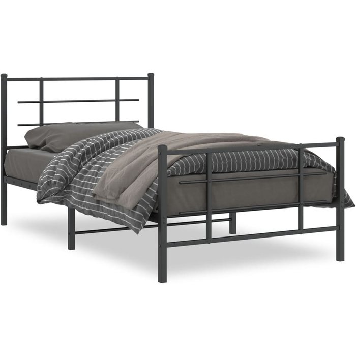 Vidaxl estructura de cama con cabecero y estribo metal negro 100x200cm