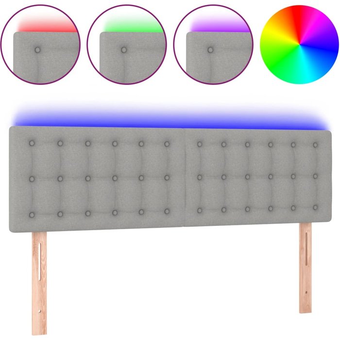 Cabecero cama - mueble cabecero con led de tela gris claro 144x5x78/88 cm