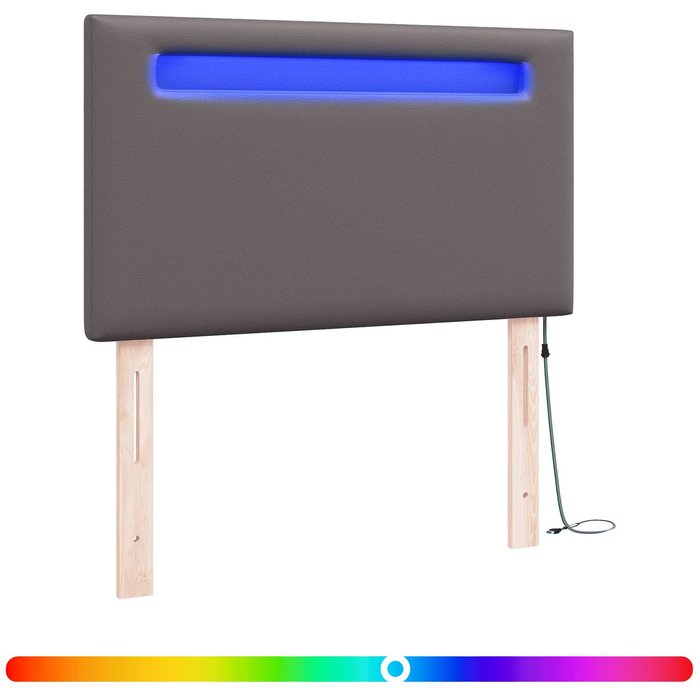 Cabecero cama - mueble cabecero led gris 90 cm cuero sintético