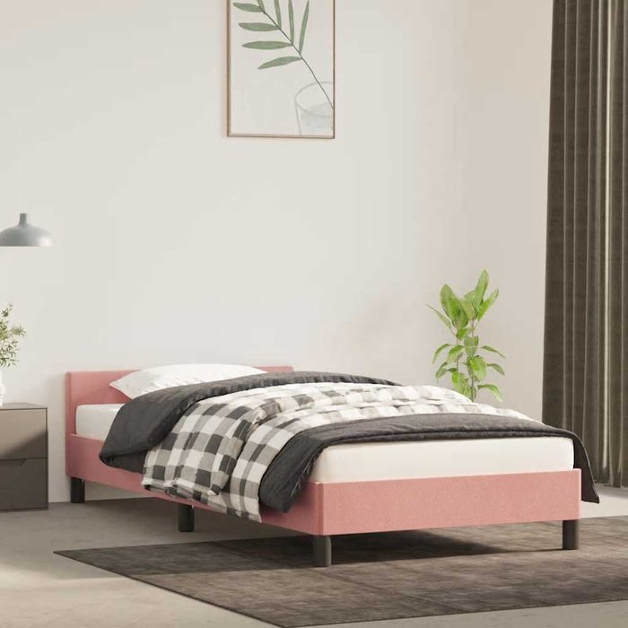 Maison exclusive - cama con cabecero sin colchón terciopelo rosa 90x200 cm