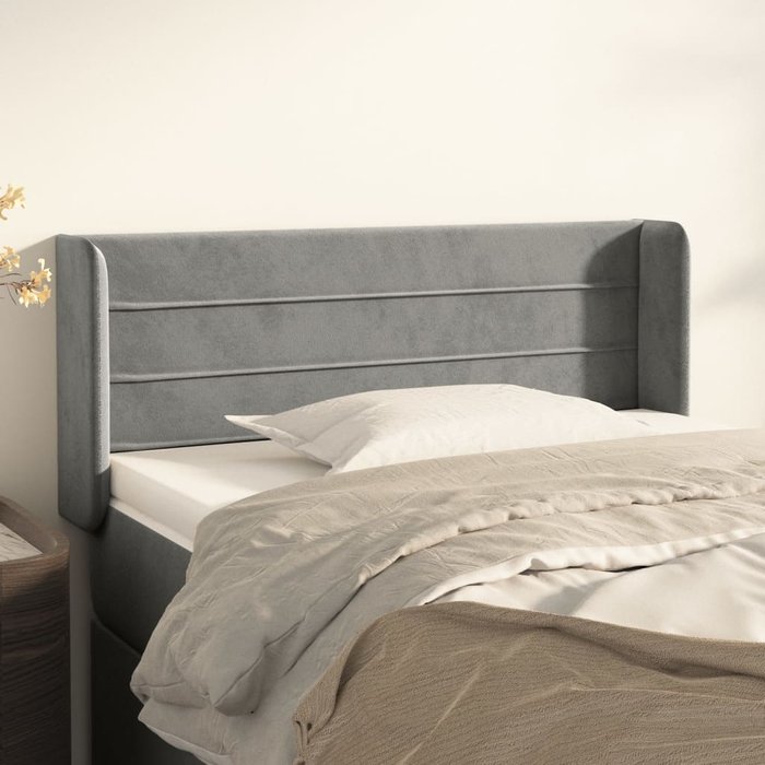 Cabecero con orejas gris claro 83x16x78/88 cm terciopelo