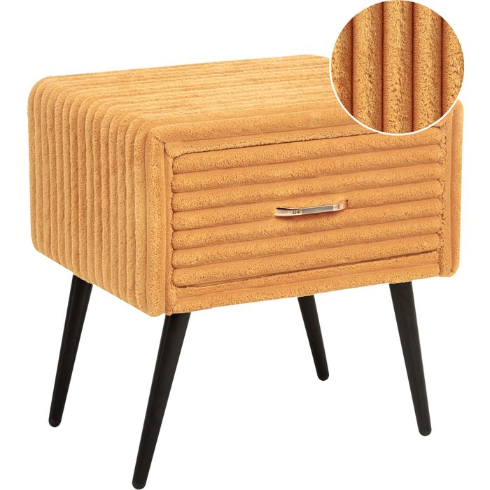 Beliani mesita de noche 1 cajón flayat pana naranja