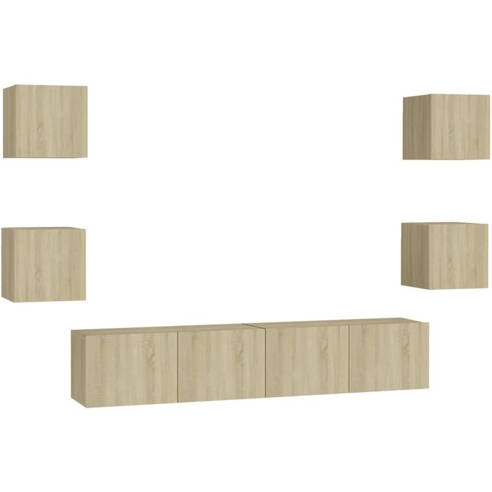 Juego de muebles de salón 6 piezas roble sonoma v2702 unico / marrón