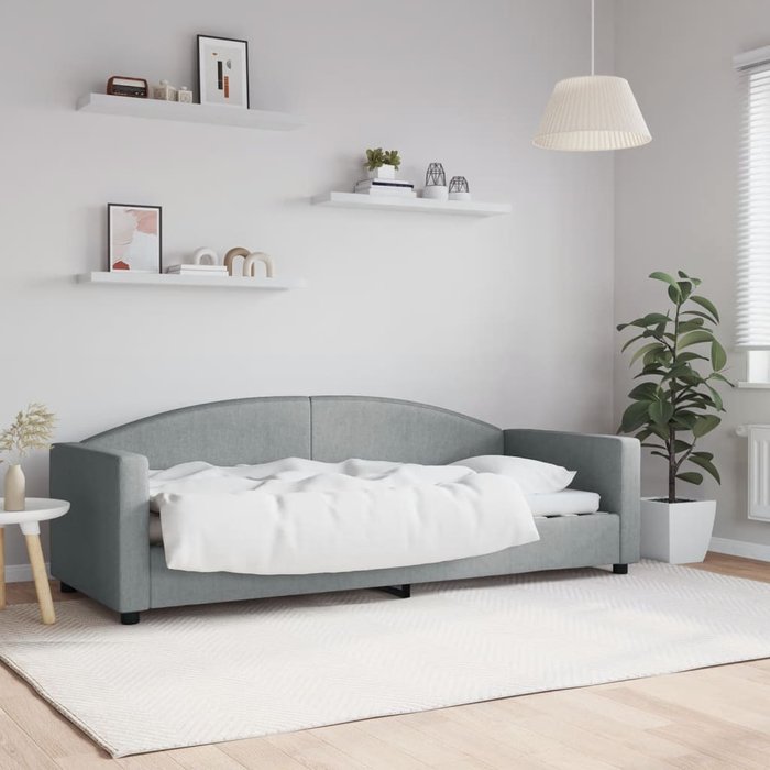 Sofá cama sin colchón tela gris claro 80x200 cm vidaxl