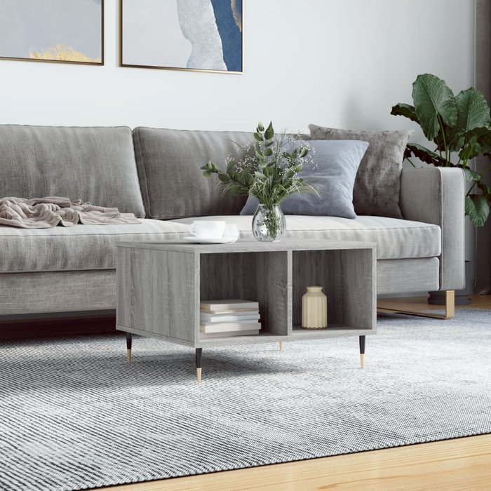 Mesa de centro madera contrachapada gris sonoma 60x50x36,5 cm - comfortxl