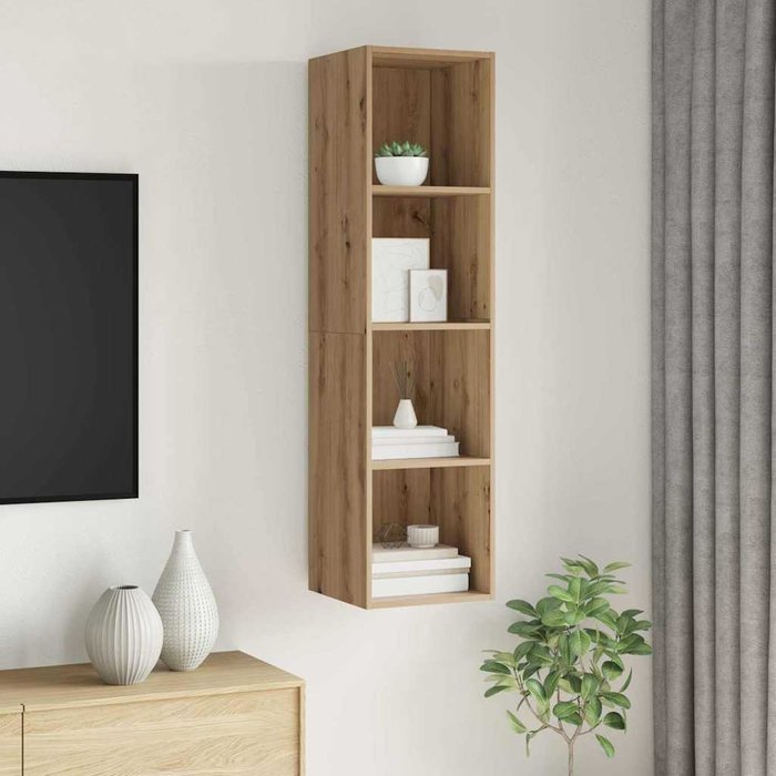 Mueble de tv de roble hecho a mano, 37 x 37 x 142,5 cm