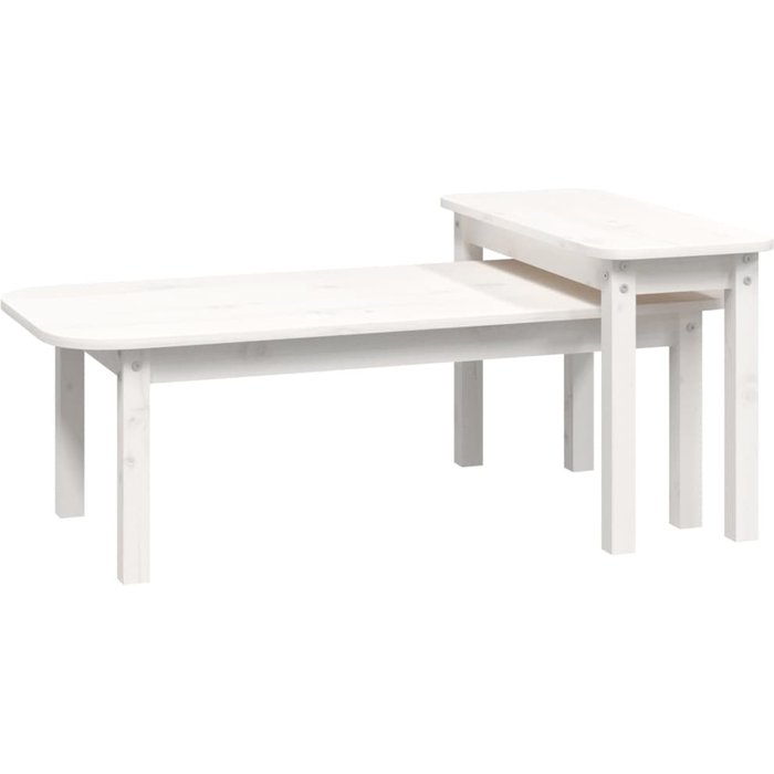 Juego de dos mesas de centro de madera de pino blanco dec031259