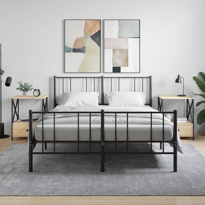 Vidaxl mesitas noche 2 uds madera ingeniería roble sonoma 50x41x65 cm
