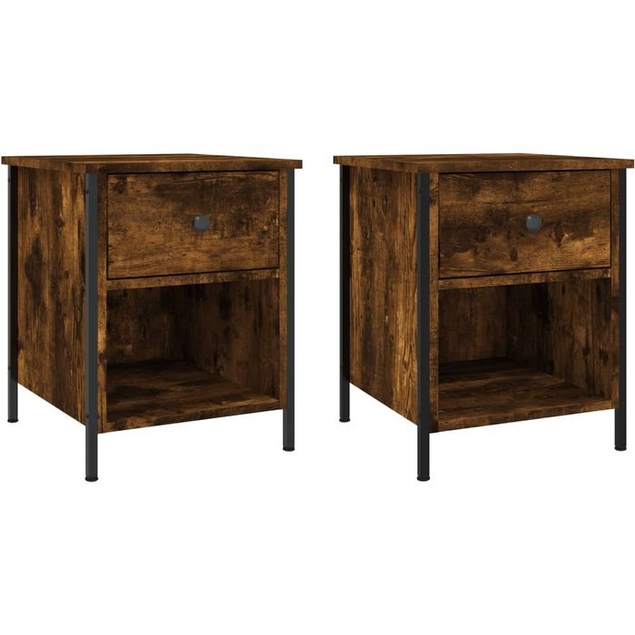Mesitas noche 2 uds madera ingeniería roble ahumado 40x42x50 cm - comfortxl