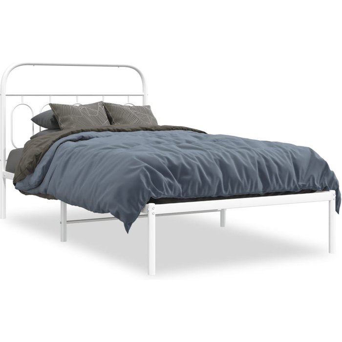 Estructura cama sin colchón con cabecero metal blanco 100x200cm — comfortxl