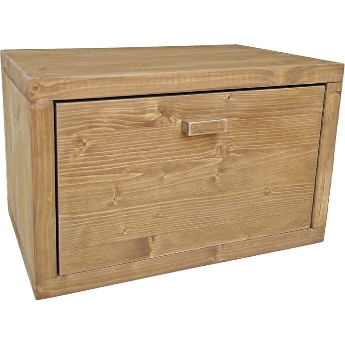 Mesita de noche flotante con cajón de madera maciza tono roble 40x25cm