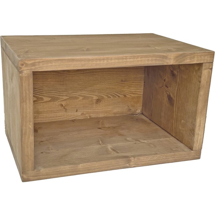 Mesita de noche flotante de madera maciza en tono roble 40x25cm