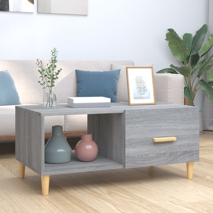 Mesa de centro madera de ingeniería gris sonoma 89,5x50x40 cm - comfortxl