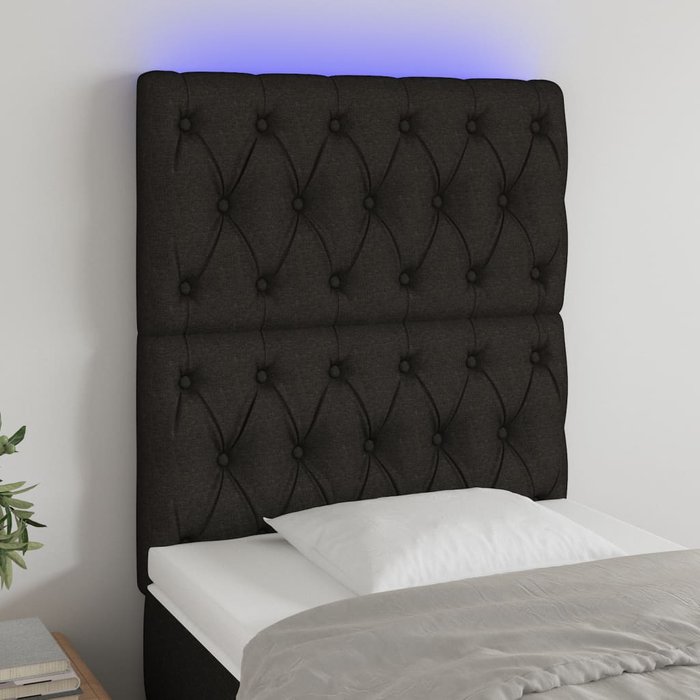 Maison exclusive - cabecero con luces led tela negro 80x7x118/128 cm