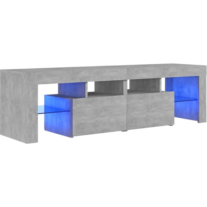 Mueble tv con luces led gris hormigón 140x36,5x40 cm