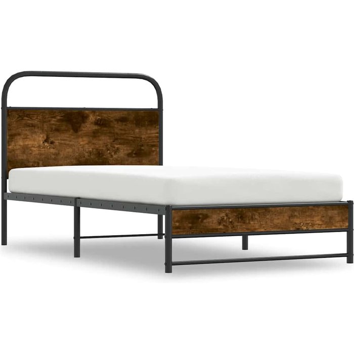 Estructura cama sin colchón 107x203 cm madera roble ahumado vidaxl