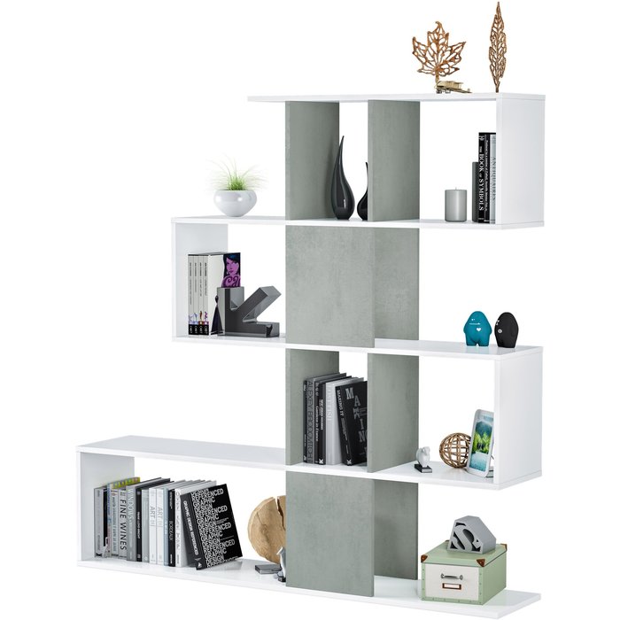 Estantería pong plus - blanco artik y cemento