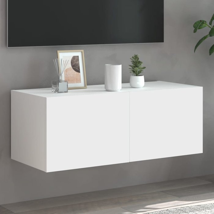 Maison exclusive - mueble de tv de pared con luces led blanco 80x35x31 cm