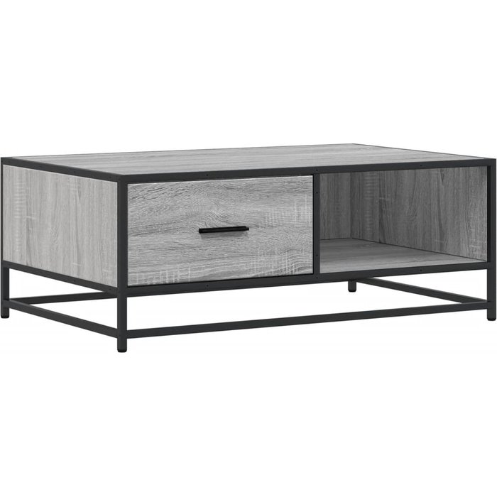 Mesa de centro madera ingeniería metal gris sonoma 90x57x35 cm - comfortxl