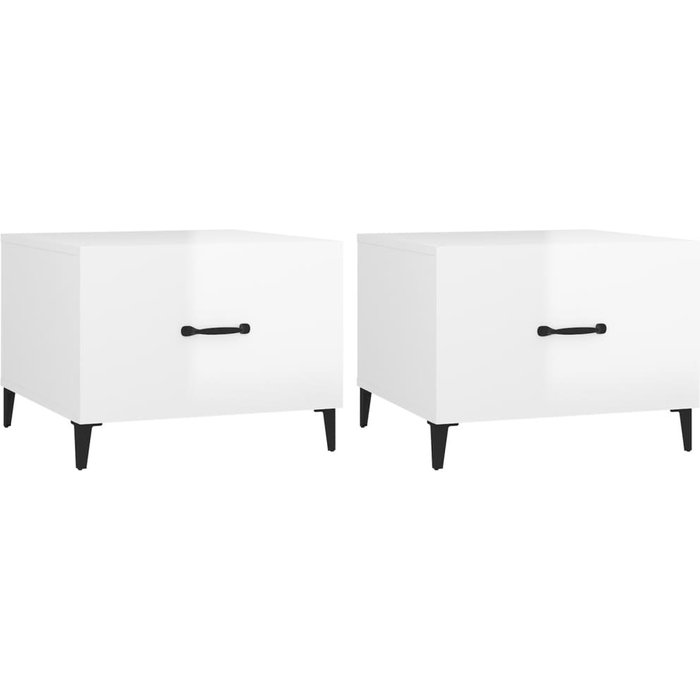 Mesa de centro patas de metal 2 uds blanco brillo 50x50x40 cm - comfortxl