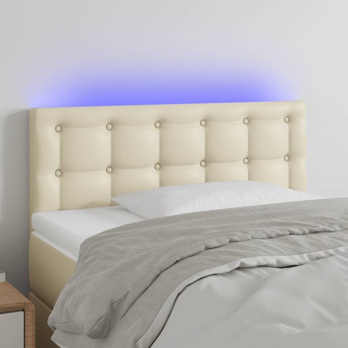 Maison exclusive - cabecero con led cuero sintético color crema 90x5x78/88 cm