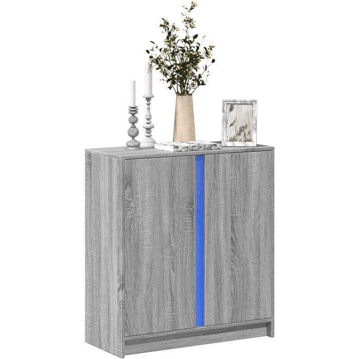 Vidaxl aparador con led madera de ingeniería gris sonoma 77x34x85 cm