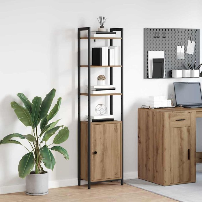 Librería artesanal de roble, 40 x 24 x 161 cm, madera de ingeniería. - pangivo