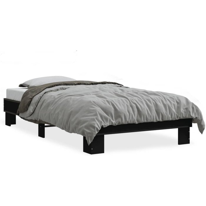 Estructura de cama madera de ingeniería y metal negra 90x190 cm — comfortxl