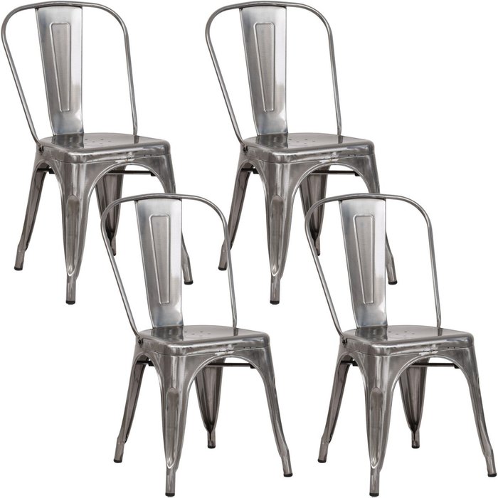 Pack 4 sillas apilables industriales de acero 45x45x85cm thinia home