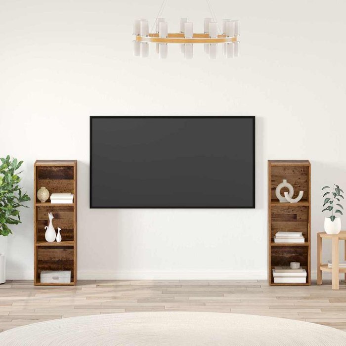 Conjunto de mueble de tv 2 pcs madera vieja 107 x 35 x 37 cm