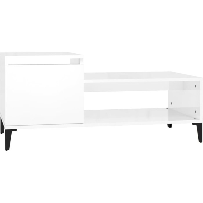 Mesa de centro, contrachapado blanco brillante, 100x50x45 cm - comfortxl