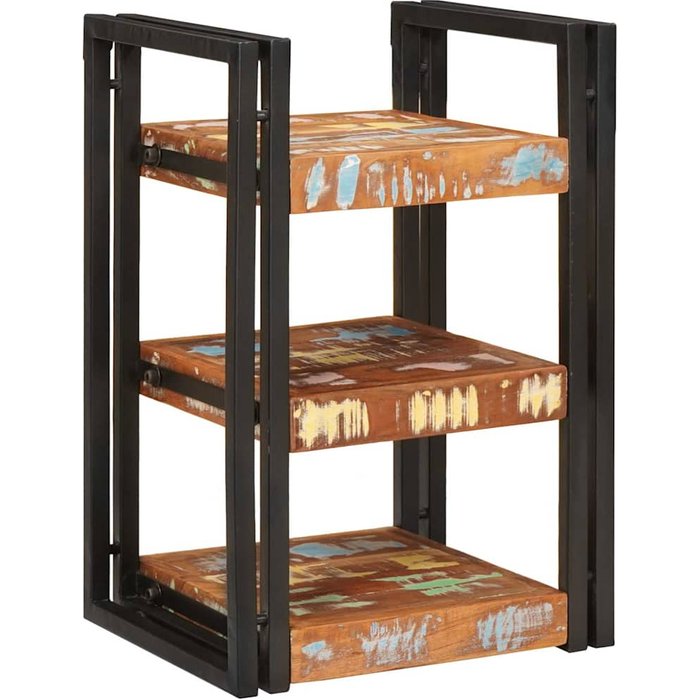 Vidaxl mesa de noche 2 pcs marrón y negro madera sólida recuperada