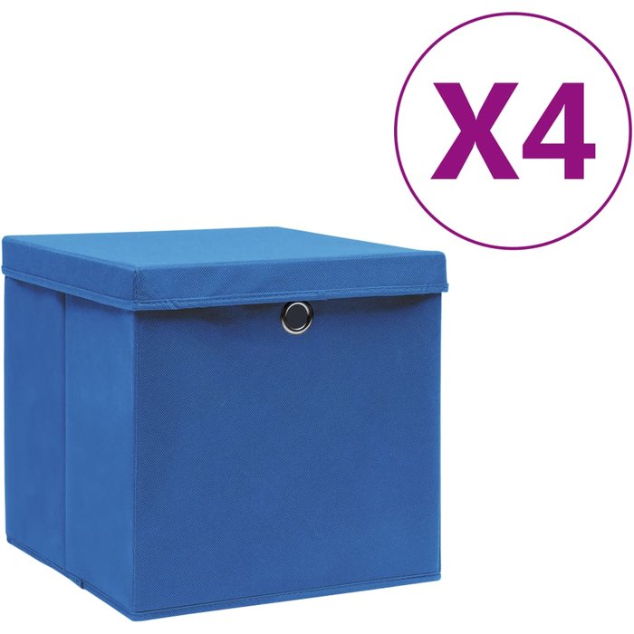 Maison exclusive - cajas de almacenaje con tapas 4 uds azul 28x28x28 cm