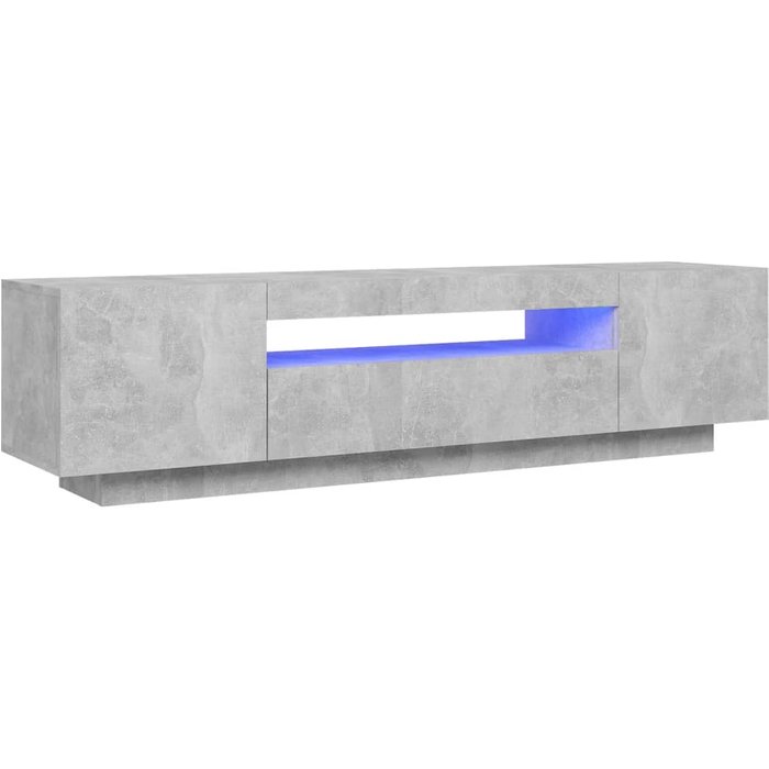 Mueble tv con luces led gris hormigón 160x35x40 cm