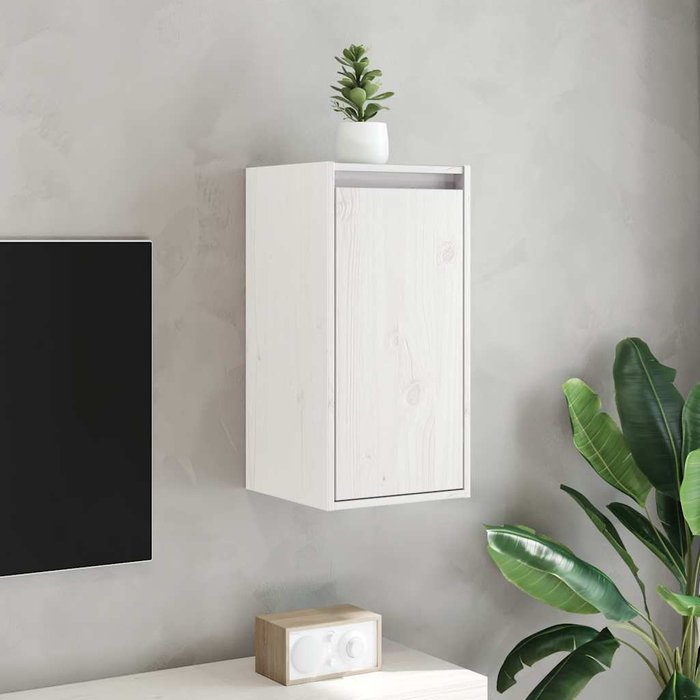 Armario de pared blanco de 30x30x60 cm, madera maciza de pino.
