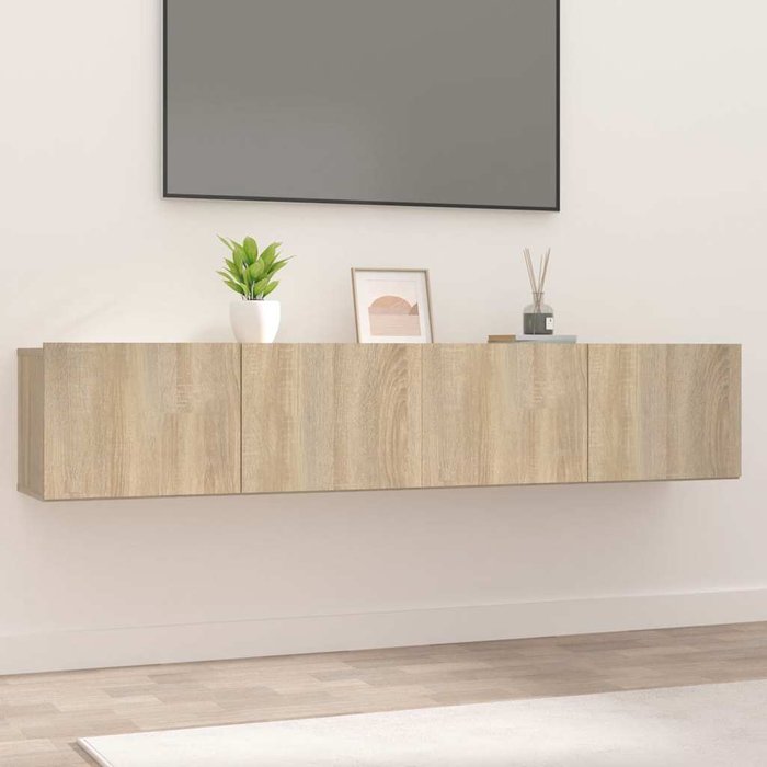 Mueble de tv de 2 piezas en roble sonoma, 80x30x30 cm, madera de ingeniería