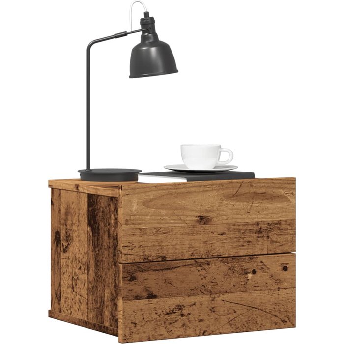Mesitas de noche de pared 2 piezas madera vieja 40x32x30 cm