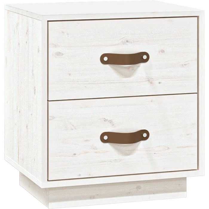 Mesita de noche madera maciza de pino blanco 40x34x45 cm - comfortxl