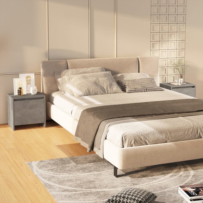 Maison exclusive - mesitas de noche 2 uds madera de ingeniería gris hormigón