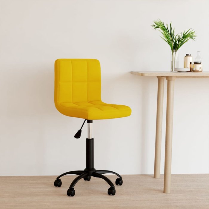 Silla de oficina giratoria terciopelo amarillo mostaza