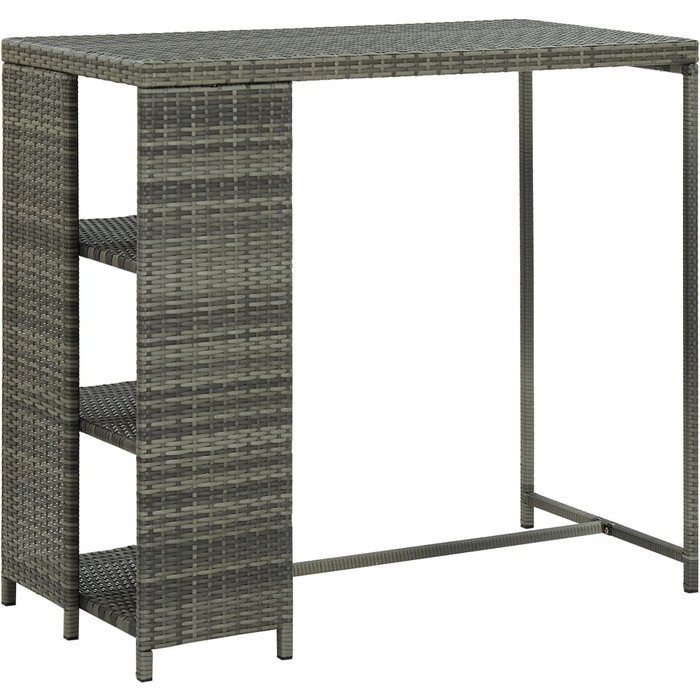 Mesa bar estante almacenaje 120x60x110cm ratán sintético gris vidaxl